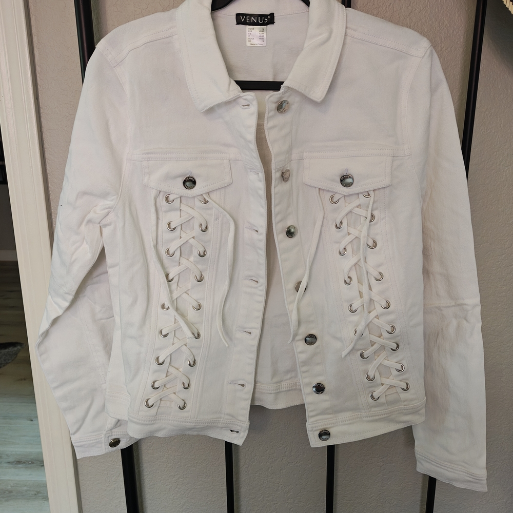 Venus Women's White Lace-Up Jacket